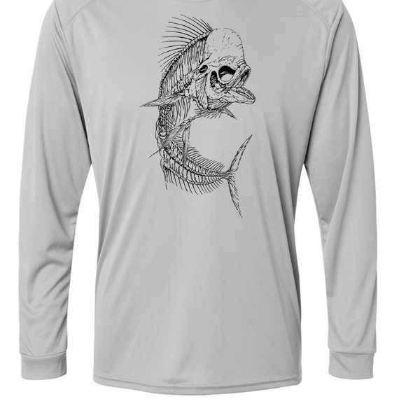 Shirts | Mahi Fish Skeleton Long Sleeve Upf 5 Tshirt Fishing Boat Sport ...